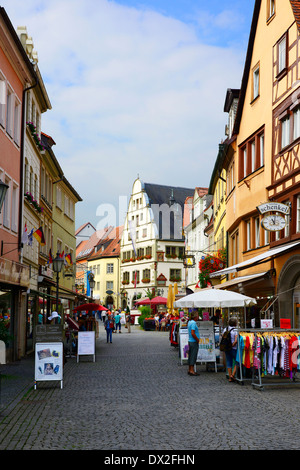 Street with shops Kitzingen Germany Bavaria Deutschland DE Bavaria Stock Photo