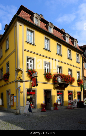 Street with shops Kitzingen Germany Bavaria Deutschland DE Bavaria Stock Photo