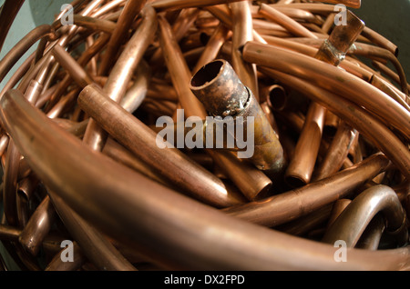 mass of copper plumbing pipe discarded and now scrap metal Stock Photo