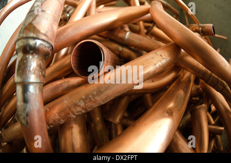 mass of copper plumbing pipe discarded and now scrap metal Stock Photo