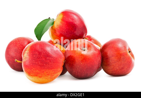 Red fresh apples . Isolation on a white background with clipping paths, increase focus zone folding multiple photos Stock Photo