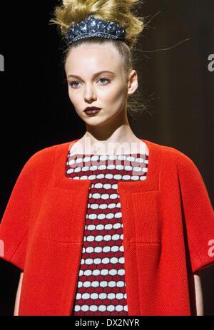 Kiev, Ukraine. 14th Mar, 2014. Victoria Gres presnts her F/W 2014-2015 collection, during 34th Ukrainian Fashion Week, in Kiev, Ukraine, on March 14, 2014. © Sergii Kharchenko/NurPhoto/ZUMAPRESS.com/Alamy Live News Stock Photo