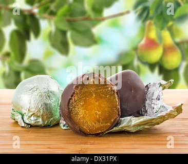 luxury choclate . filled chocolate (fruit) Stock Photo