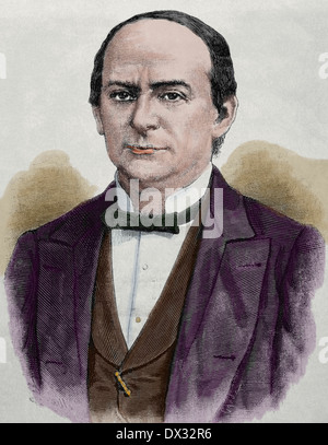 Sebastian Lerdo de Tejada (1823-1889). Jurist and Liberal president of Mexico. Engraving. Colored. Stock Photo