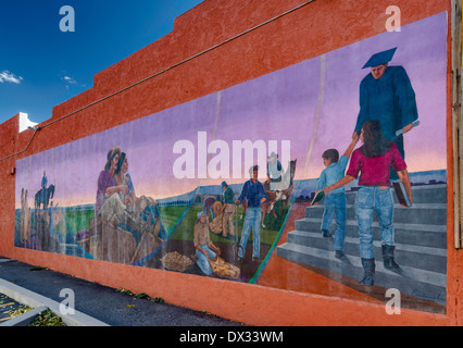 Homage to Delta's Diversity, mural painted by Emanuel Martinez, Main Street in Delta, Colorado, USA Stock Photo