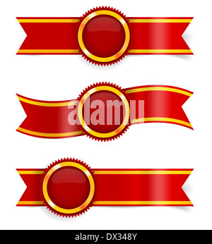 Vector set of red award ribbons Stock Photo