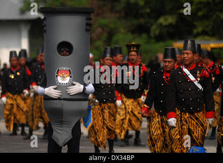 Central Java, Indonesia. 15th Feb, 2013. MARCH 15: The election mascot take part on parade to mark opening of Indonesia election campaign in Indonesia on March 15, 2014 in Solo, Central Java, Indonesia. Indonesian elections will be held on April 9, 2014 while voting to Indonesia President election held July 9, 2014. Indonesia election followed by 12 parties with 180 million voters to take the part. © Sijori Images/ZUMAPRESS.com/Alamy Live News Stock Photo