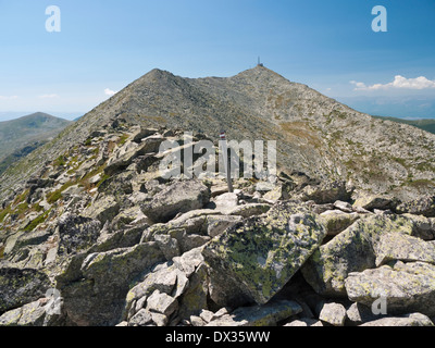 The summit of Pelister on Baba Mountain, showing the transmitter building and the fore-summit of Ilinden - Republic of Macedonia Stock Photo