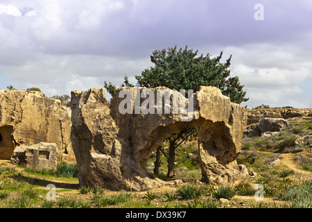 Archaeological museum site of the Tombs of the Kings in Paphos, Cyprus. Stock Photo