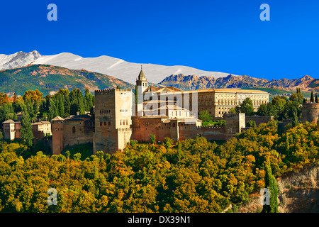View of the Moorish Islamic Alhambra Palace complex and fortifications. Granada, Andalusia, Spain. Stock Photo