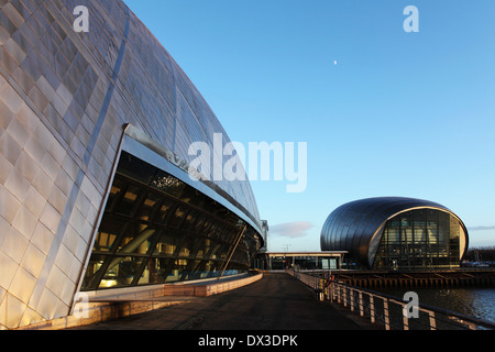 The metallic facade of the Imax Cinema in Glasgow, Scotland. It stands in by the Glasgow Science Centre. Stock Photo