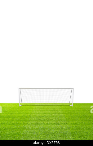 football concept showing empty football goal posts with goal net with ...