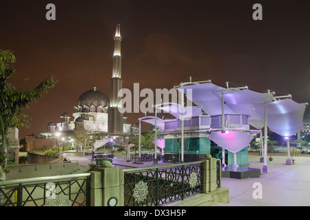 Putra Mosque in Putrajaya Square Malaysia at Night Stock Photo