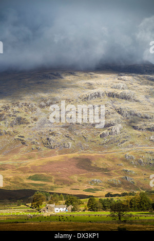 Low cloud over Ulpha fell, Cumbria. Stock Photo
