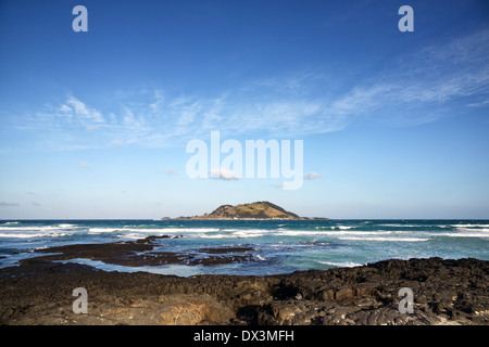 view from Hyeopjae Beach in Jeju Island, Korea Stock Photo