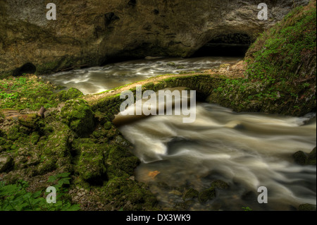 River flow through a cave on slovenian carst Stock Photo