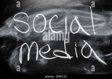 Handwritten message on a school chalkboard writing concept inscription, communication message Social media Stock Photo