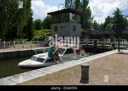 Gateway to Vaaksy Canal - an important transportation channel that connects Lake Vesijarvi and largest lake Paijanne Stock Photo