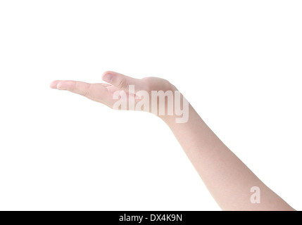 Isolated Empty open woman female hand in a position on a white ...
