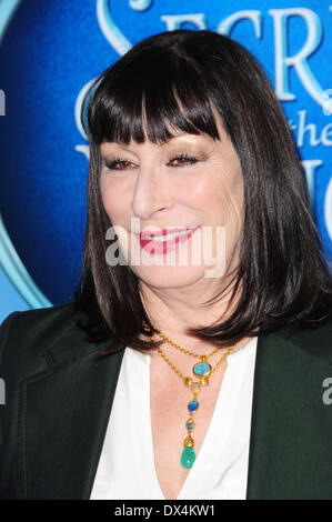 Anjelica Huston attends the premiere of Disney's 'Secret Of The Wings' at the Rockefeller Center Featuring: Anjelica Huston Wh Stock Photo