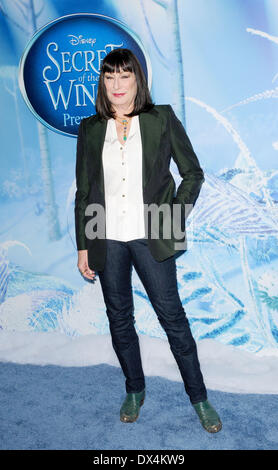 Anjelica Huston attends the premiere of Disney's 'Secret Of The Wings' at the Rockefeller Center Featuring: Anjelica Huston Wh Stock Photo