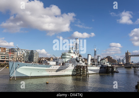 HMS Belfast London River Thames Stock Photo