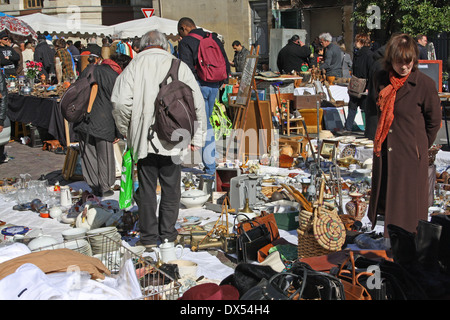 Sunday Flea Market, Place Duburg, Bordeaux, France Stock Photo