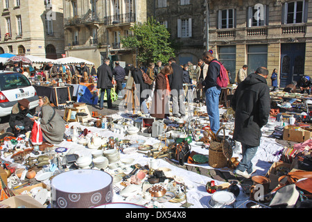 Sunday Flea Market, Place Duburg, Bordeaux, France Stock Photo