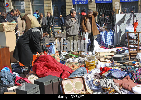 Sunday Flea Market, Place Duburg, Bordeaux, France Stock Photo