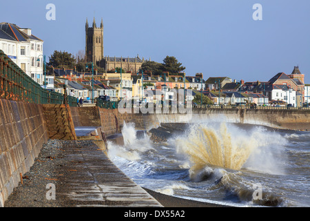 Penzance promenade captured on a stormy Stock Photo