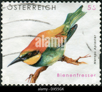 AUSTRIA - CIRCA 2009: Postage stamp printed in Austria, shows bird European Bee-eater (Merops apiaster), circa 2009 Stock Photo