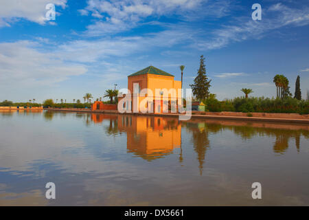 Saadier Palace, in the evening light, Menara Gardens, Marrakech, Morocco Stock Photo