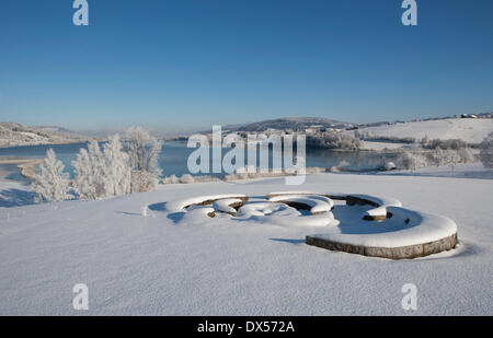 Winter landscape, place of power, Irrsee lake, Zell am Moos, Salzkammergut, Austria Stock Photo