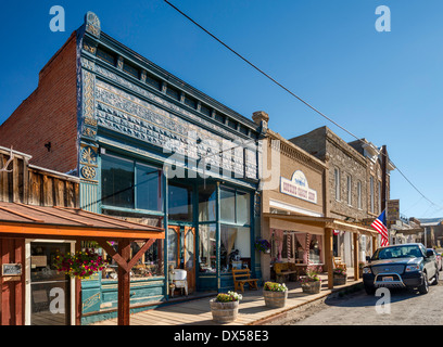 Store fronts at Wallace Street in ghost town of Virginia City, Montana, USA Stock Photo