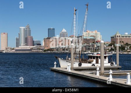 Downtown Skyline and Hillsborough River, Tampa, FL, USA Stock Photo