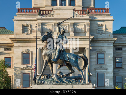 Equestrian statue of General Thomas Francis Meagher at Montana State Capitol Building, Helena, Montana, USA Stock Photo