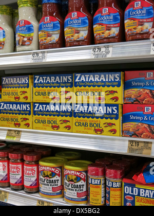 Crab Boil Condiments and Spices, Publix Super Market in Flagler Beach, Florida Stock Photo