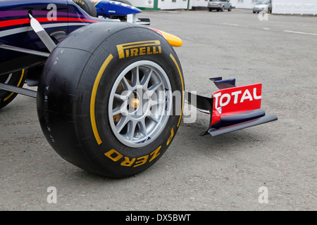 Pirelli Tyre on a Red Bull RB6 at Mallory Park Stock Photo