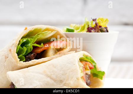 kafta shawarma chicken pita wrap roll sandwich traditional arab mid east food Stock Photo