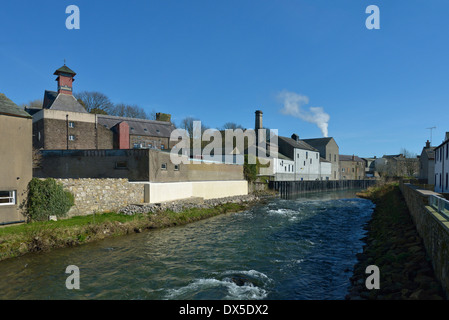 Jennings Brothers Castle Brewery and the River Cocker. Cockermouth, Cumbria, England, United Kingdom, Europe. Stock Photo