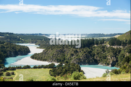 New Zealand landscape - Waimakariri river, South Island, New Zealand in Arthur's Pass National Park Stock Photo