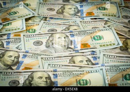 New design of US currency one hundred dollar bills Stock Photo