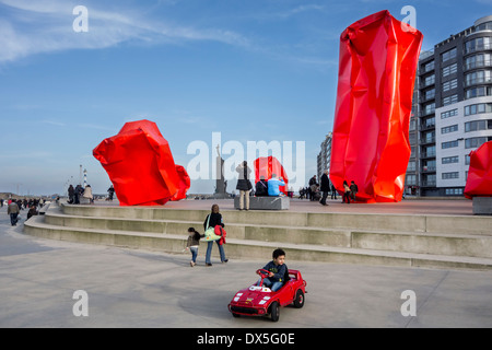 Conceptual work of art Rock Strangers by artist Arne Quinze, Ostend, Belgium Stock Photo