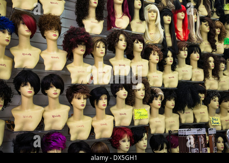 Wigs and hair extension shop, Brixton, London, UK Stock Photo