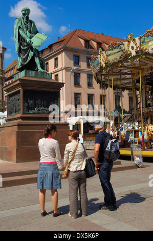 Statue of Johannes Gutenberg in the Strasbourg city in ...