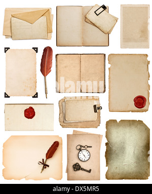 Antique book page. Old paper sheet isolated on white background Stock Photo  - Alamy