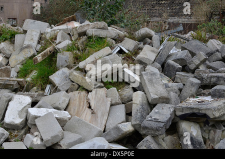 Building rubble from disused factory knocked down. Stock Photo