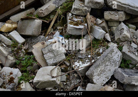 Building rubble from disused factory knocked down. Stock Photo