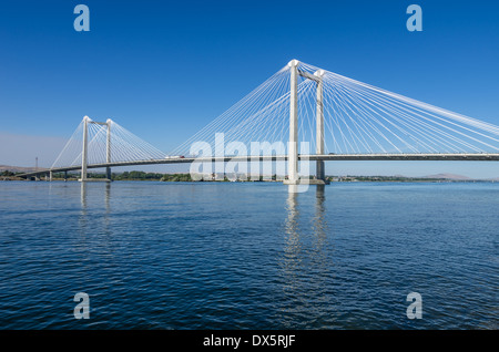 Ed Hendler cable bridge across the Columbia River. Pasco Washington Stock Photo