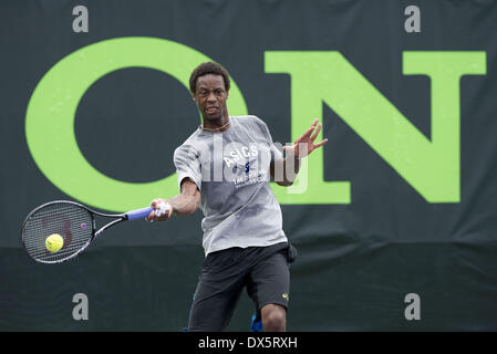 Key Biscayne, Florida, USA. 18th Mar, 2014. Key Biscayne - March 18: Gael Monfils (FRE) practices at the 2014 Sony Open Tennis tournament in Key Biscayne, FL. Credit:  Andrew Patron/ZUMAPRESS.com/Alamy Live News Stock Photo